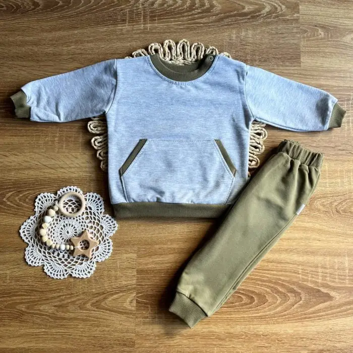 Komplet trenirka za fantka Zeleno-siva - slika 1